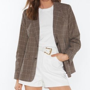 Nasty Gal brown plaid blazer